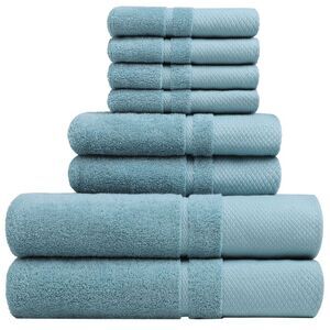 100% Cotton 8Pcs Bath Towel Set 600 GSM Shower Towels Saxe Blue